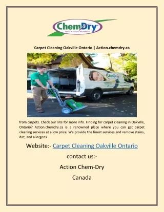 Carpet Cleaning Oakville Ontario | Action.chemdry.ca