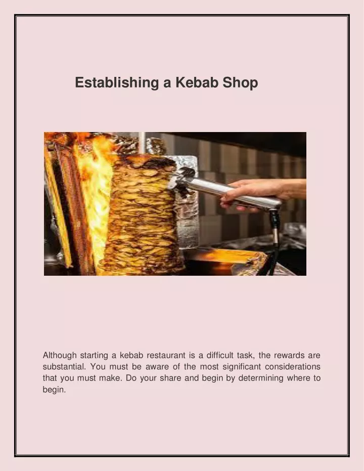 establishing a kebab shop