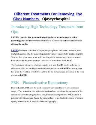 LASIK Treatments For Removing Eyeglass Numbers - Ojaseyehospital