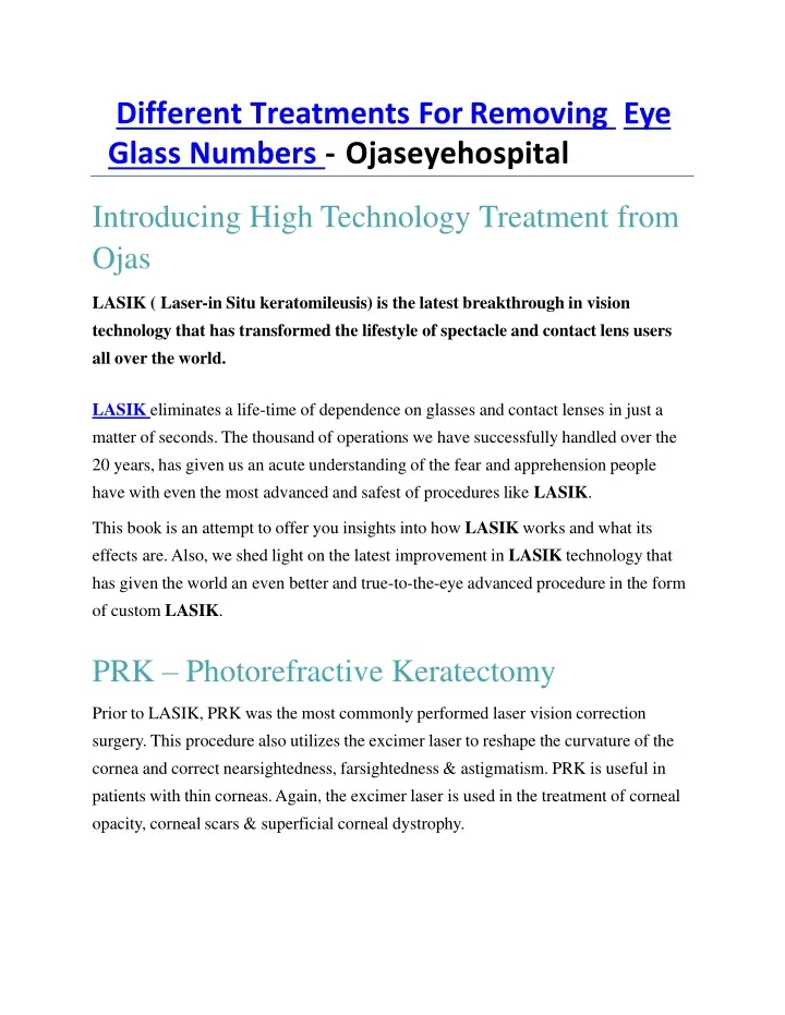 different treatments for removing eye glass numbers ojaseyehospital