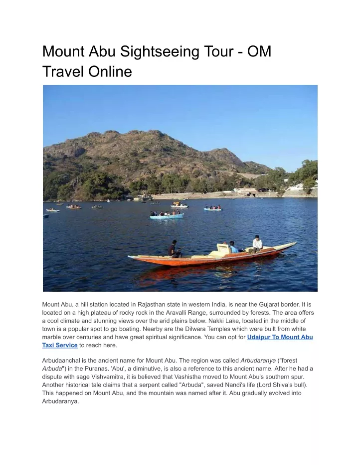mount abu sightseeing tour om travel online