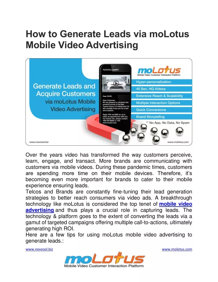 how to generate leads via molotus mobile video