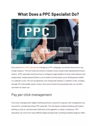 What Does a PPC Specialist Do