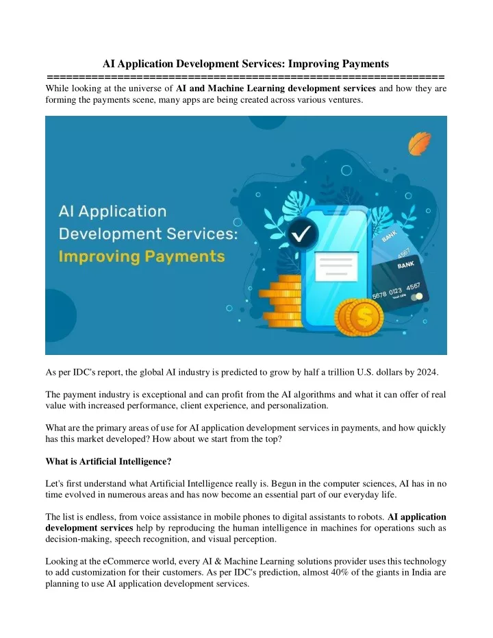 ai application development services improving