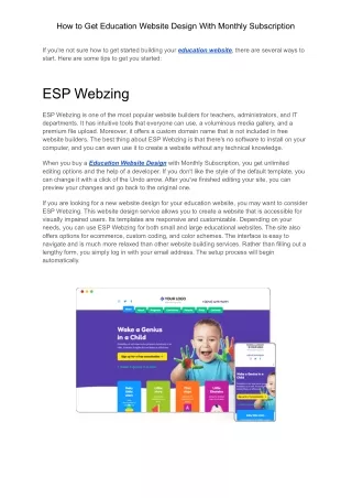 how to get education website design with monthly