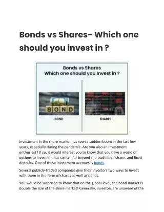 Bonds vs Shares- Which one should you invest in