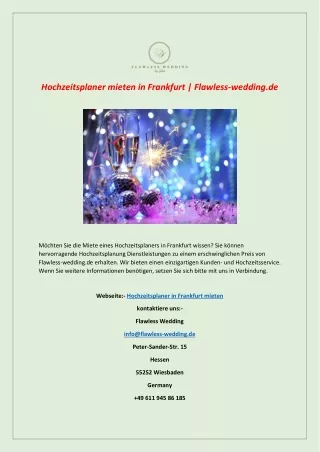 Hochzeitsplaner mieten in Frankfurt | Flawless-wedding.de