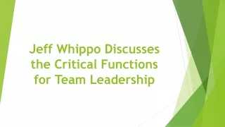 jeff whippo discusses the critical functions for team leadership