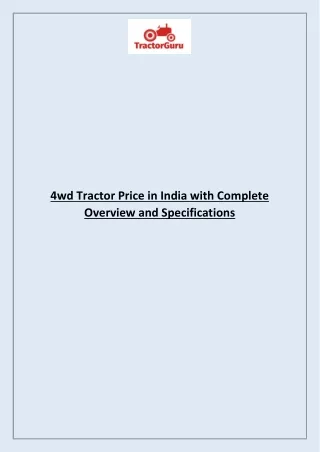 4wd tractor price in india with complete overview