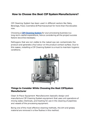How to Choose the Best CIP System Manufacturers-converted