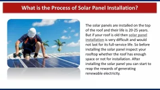 what is the process of solar panel installation