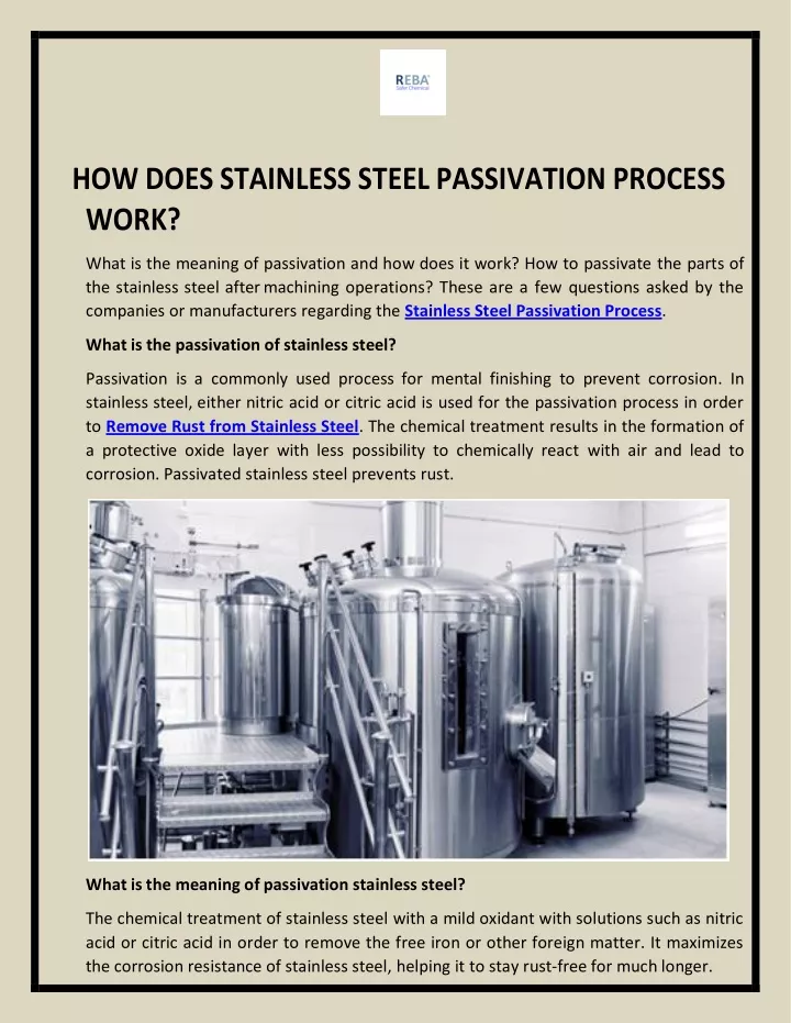 how does stainless steel passivation process work