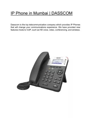 ip phone in mumbai dasscom