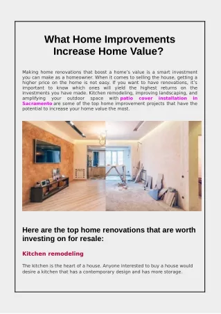 what home improvements increase home value