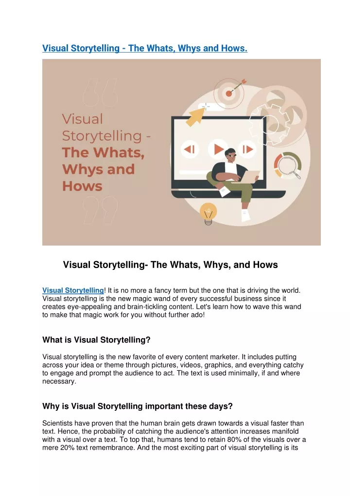 visual storytelling the whats whys and hows