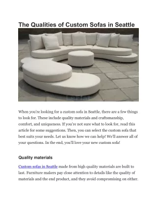 The Qualities of Custom Sofas in Seattle