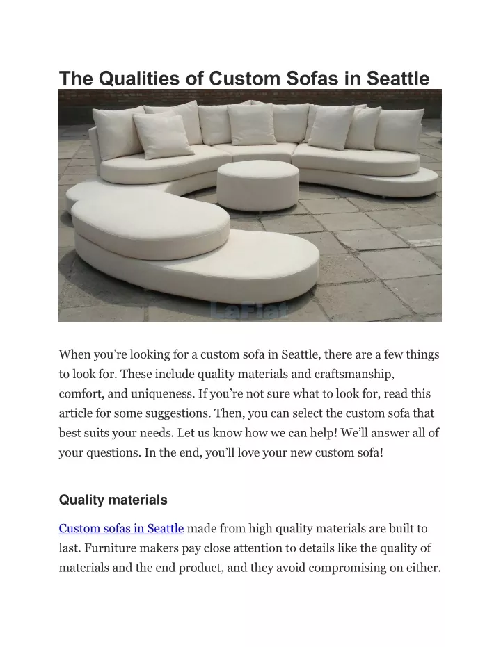 the qualities of custom sofas in seattle