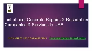 List of best Concrete Repairs & Restoration Companies & Services in UAE