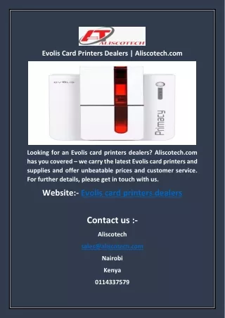 Evolis Card Printers Dealers | Aliscotech.com