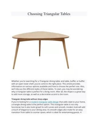 choosing triangular tables