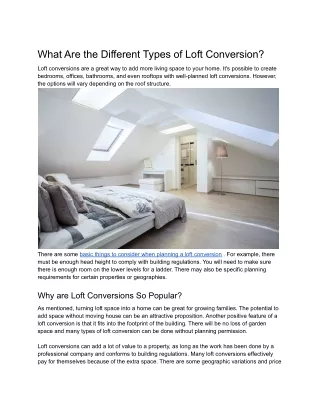 what are the different types of loft conversion