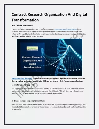 Contract Research Organization And Digital Transformation