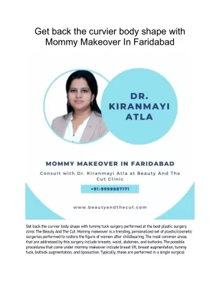 Get back the curvier body shape with Mommy Makeover In Faridabad