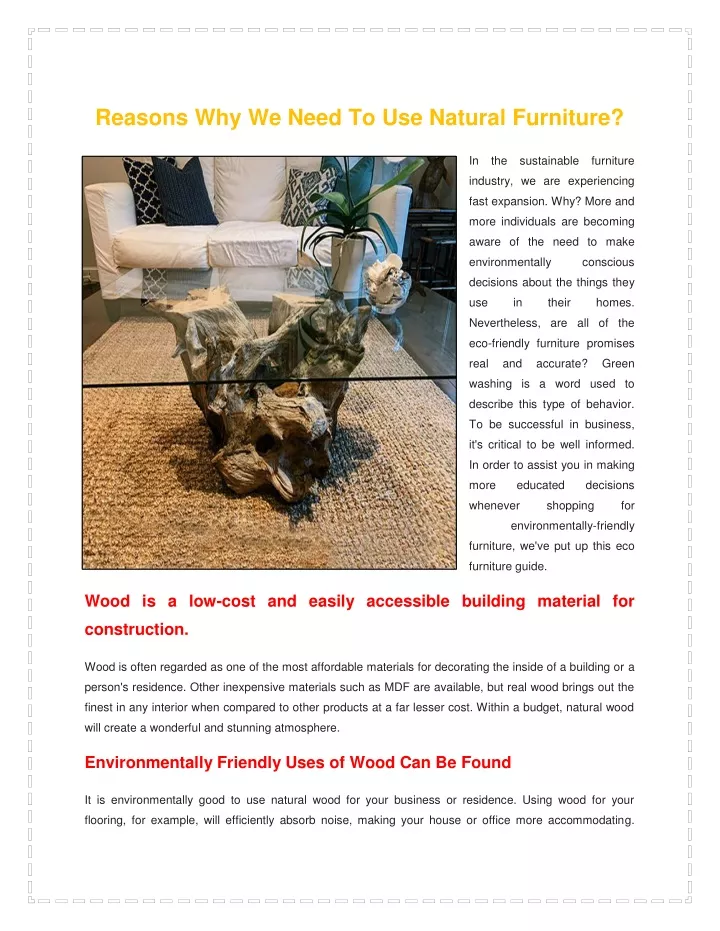 reasons why we need to use natural furniture