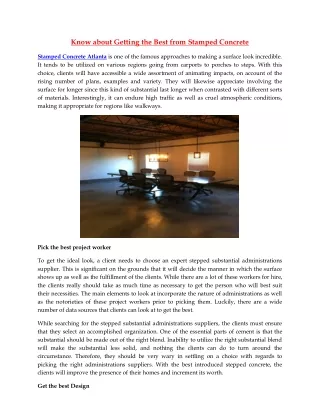 know about getting the best from stamped concrete