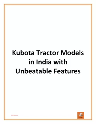 Kubota Tractor Models in India with Unbeatable Features