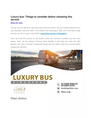 Luxury bus- Things to consider before choosing this service