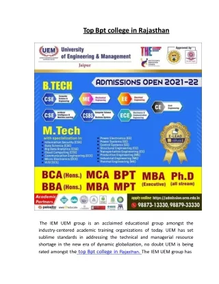 Top bpt college in jaipur