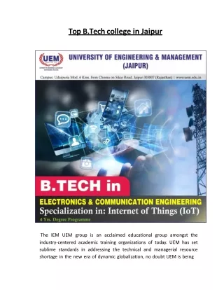 Top btech college in Jaipur