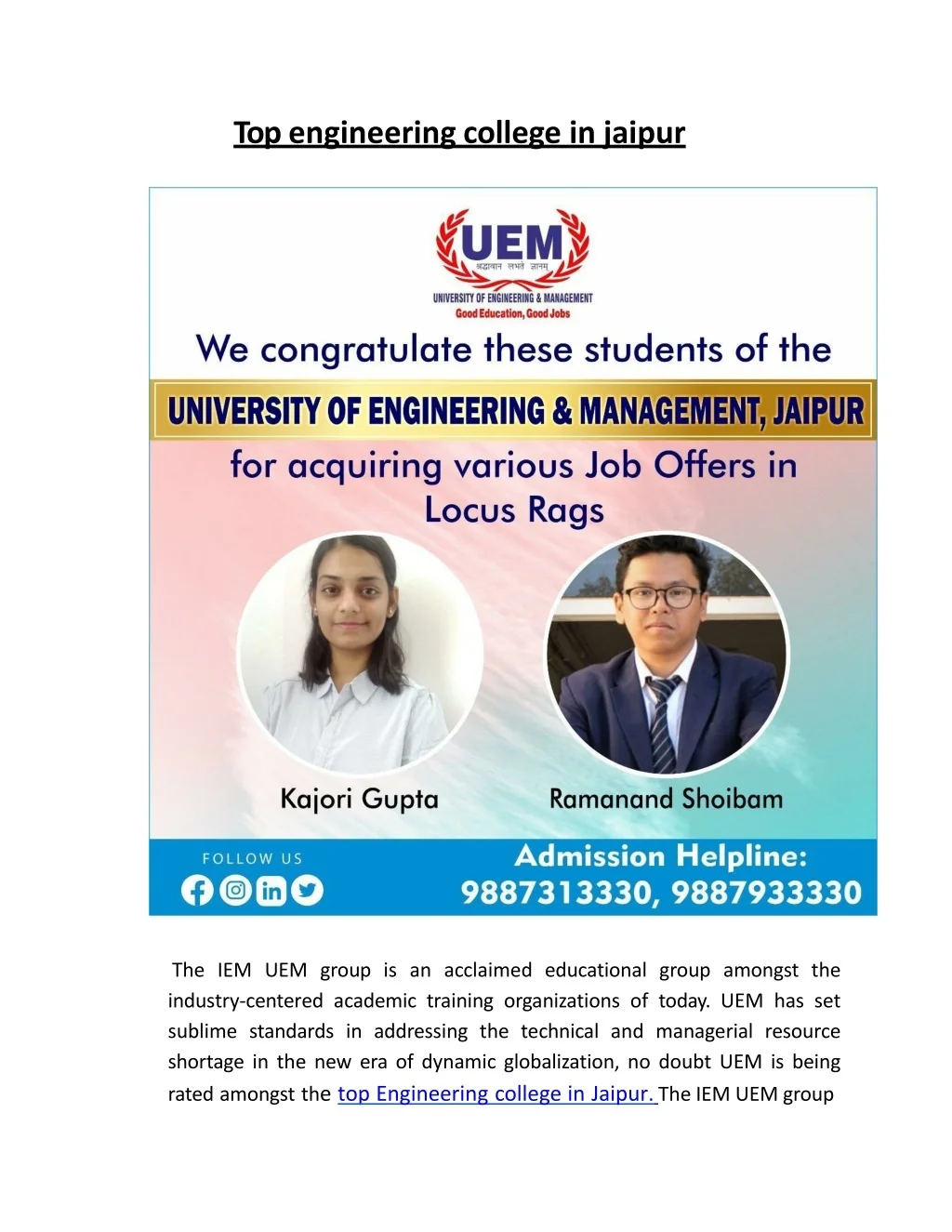 PPT - Top engineering college in jaipur PowerPoint Presentation, free ...