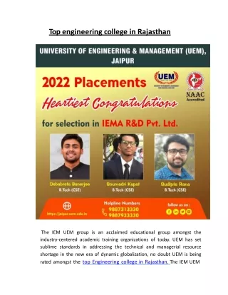 Top engineering college in rajasthan