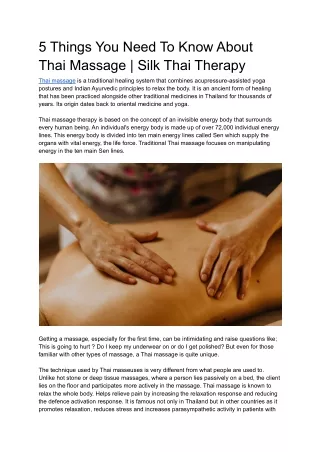 5 Things You Need To Know About Thai Massage | Silk Thai Therapy