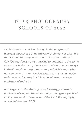 top 5 photography schools of 2022