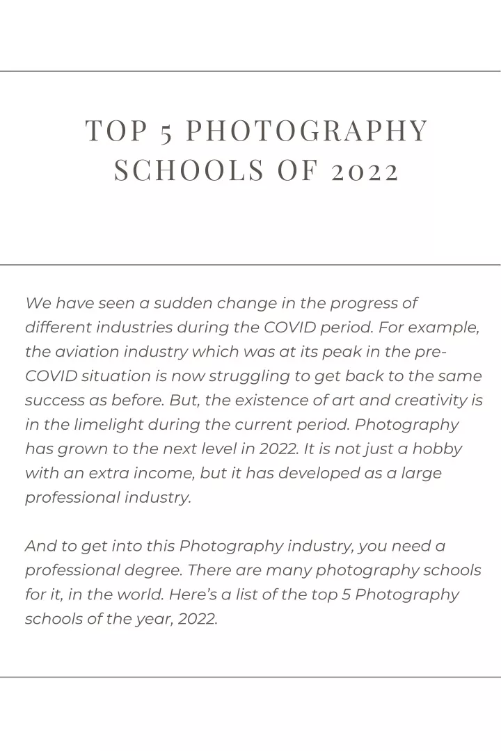 top 5 photography schools of 2022