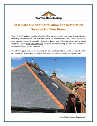 Best Slate Tile Roof Installation And Restoration Services For Your Home