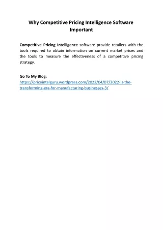 why competitive pricing intelligence software