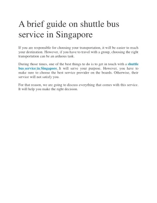 A brief guide on shuttle bus service in
