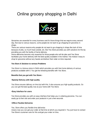 Online grocery shopping in Delhi At Yees Store