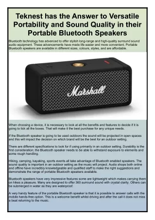 Teknest has the Answer to Versatile Portability and Sound Quality in their Portable Bluetooth Speakers