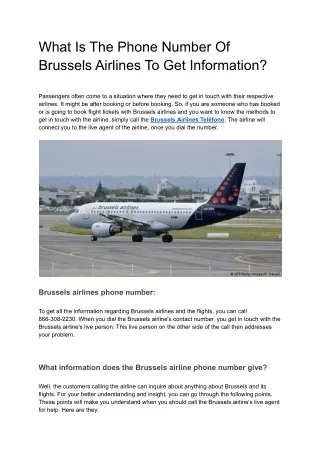 What Is The Phone Number Of Brussels Airlines?