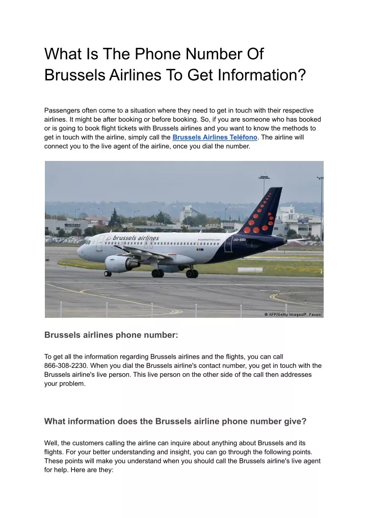 what is the phone number of brussels airlines