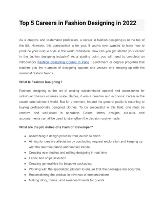Top 5 Careers in Fashion Designing in 2022