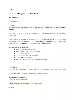 I will do 305 local citation and business directory for local SEO