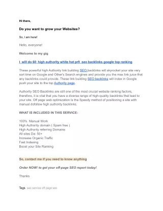 I will do 60 high authority white hat pr9 seo backlinks and offpage
