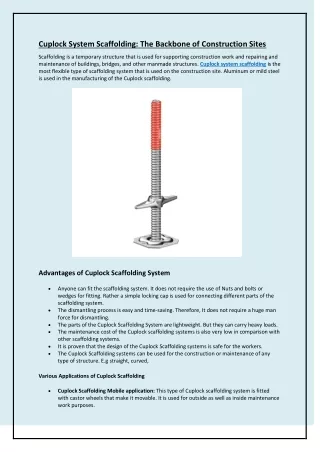 cuplock system scaffolding the backbone