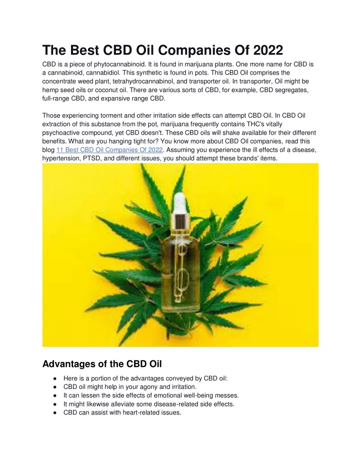 the best cbd oil companies of 2022 cbd is a piece